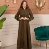 Velvet Suede Trench Coat with Faux Fur Lining, Code 1368 - Khaki