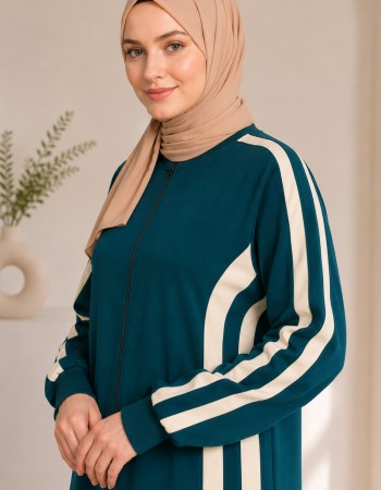 716  عباية قطن سحاب - Khaki