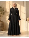 738  عباية كبشون كم كسرات - Schwarz