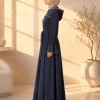 738  عباية كبشون كم كسرات - Dunkelblau
