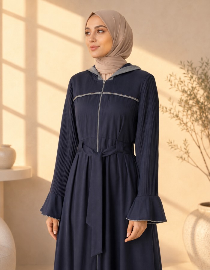 738  عباية كبشون كم كسرات - Dunkelblau