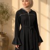 738  عباية كبشون كم كسرات - Schwarz
