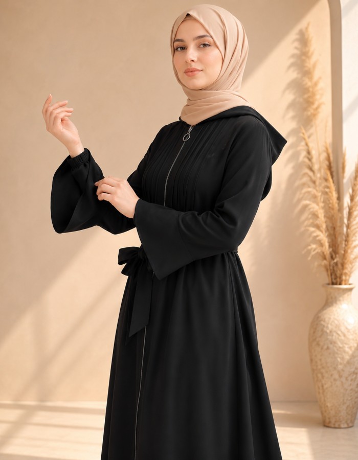 739  عباية كبشون درزات صدر - Schwarz