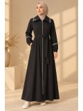 741  عباية ياقة كبيرة - Schwarz