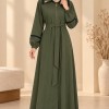 741  عباية ياقة كبيرة - Khaki