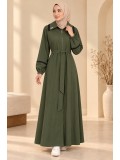 741  عباية ياقة كبيرة - Khaki
