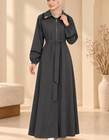 741  عباية ياقة كبيرة - Anthracite