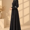 741  عباية ياقة كبيرة - Schwarz