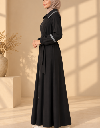 741  عباية ياقة كبيرة - اسود