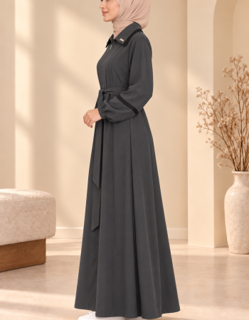 741  عباية ياقة كبيرة - Anthracite