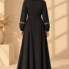 741  عباية ياقة كبيرة - Schwarz