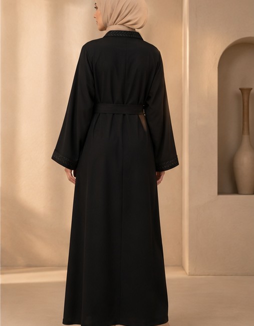 742  عباية تطريز كامل - Schwarz