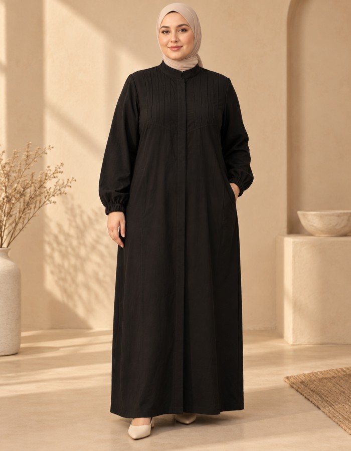 743  عباية درزات صدر - black