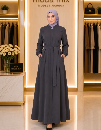 713  عباية صدر كسرات - Anthracite