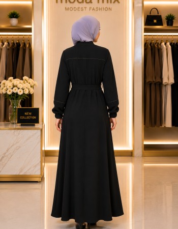 713  عباية صدر كسرات - Schwarz
