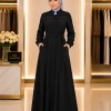 713  عباية صدر كسرات - black