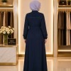 713  عباية صدر كسرات - deep blue