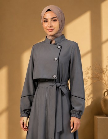 Abaya mit Brustdetail 715 - Anthrazit