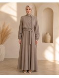Abaya mit Brustdetail 715 - Mausgrau