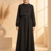 Abaya mit Brustdetail 715 - Schwarz