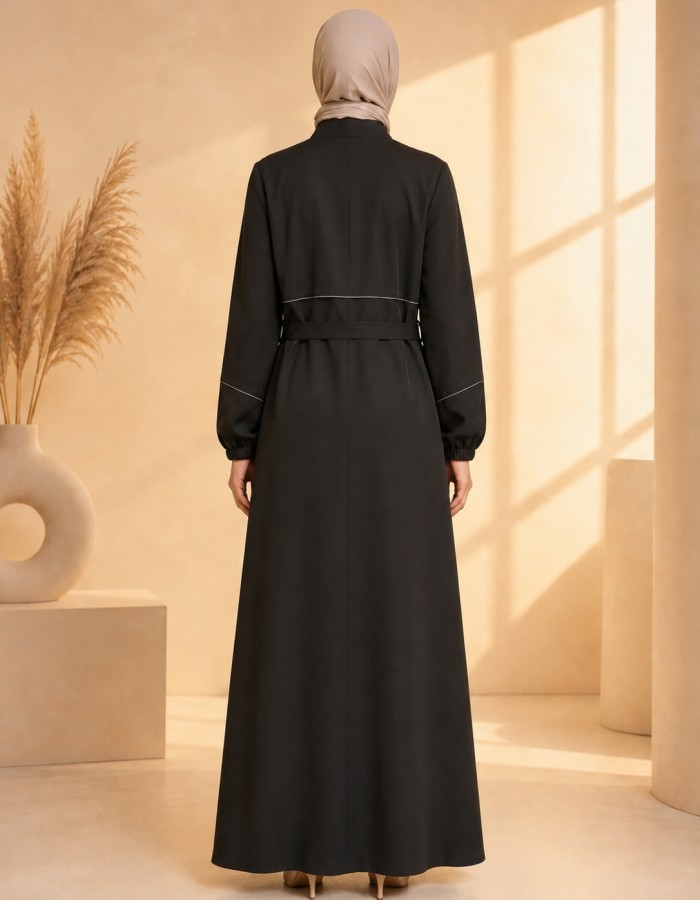 715  عباية صدر ردة - black