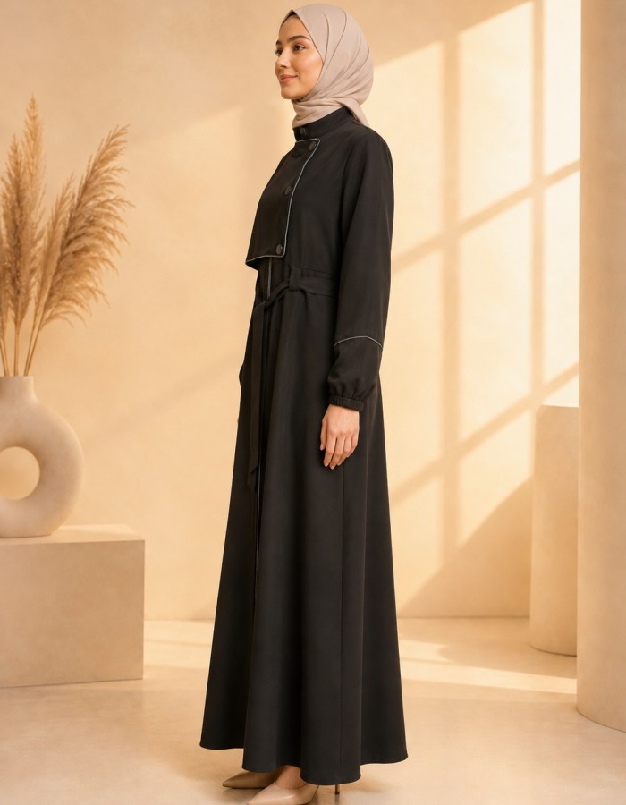 715  عباية صدر ردة - black
