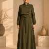 Abaya mit Brustdetail 715 - Khaki