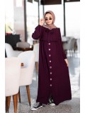 726  عباية صدر كشكش - Aubergine
