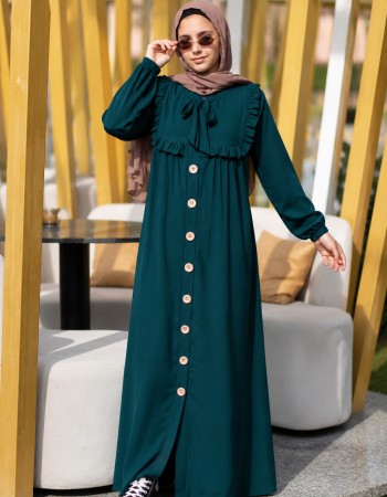 726  عباية صدر كشكش - Khaki