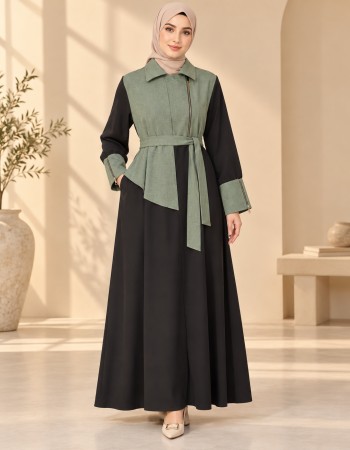 727  عباية ربع سحاب - Khaki