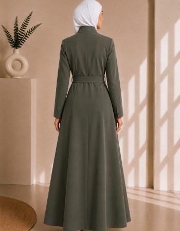 Damen-Jaguar-Mantel mit eleganter Passform und Taillengürtel 1242 - Khaki