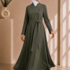 Women’s Jaguar Coat with Elegant Cut and Waist Belt 1242 - khaki