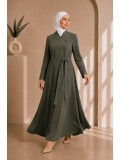 Damen-Jaguar-Mantel mit eleganter Passform und Taillengürtel 1242 - Khaki