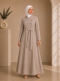 Damen-Jaguar-Mantel mit eleganter Passform und Taillengürtel 1242 - Beige