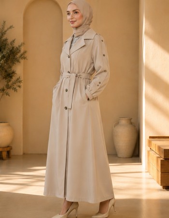 1246  مانطو كريستال أزرار - beige