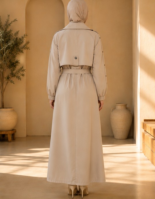 1246  مانطو كريستال أزرار - beige