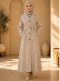 1246  مانطو كريستال أزرار - Beige