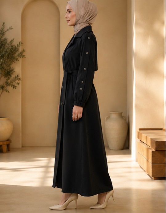 1246  مانطو كريستال أزرار - black