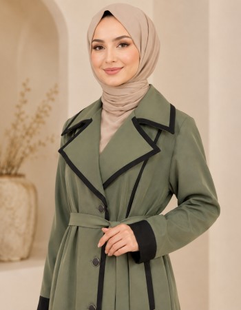 1247 مانطو جاكور أزرار - Khaki