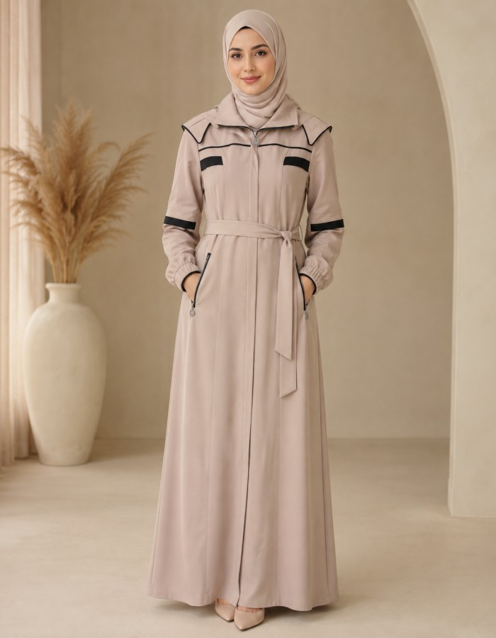 1248  مانطو كريستال قبة ملكية - Beige