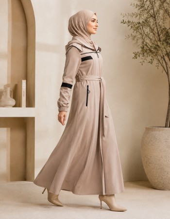 1248  مانطو كريستال قبة ملكية - beige