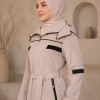 1248  مانطو كريستال قبة ملكية - Beige