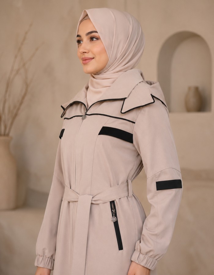 1248  مانطو كريستال قبة ملكية - Beige
