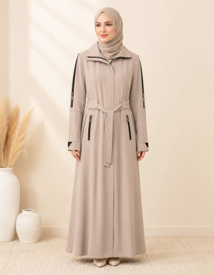 1254  مانطو جاكوار سحاب - Beige