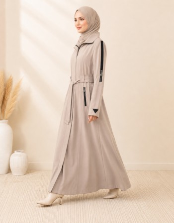 1254  مانطو جاكوار سحاب - beige