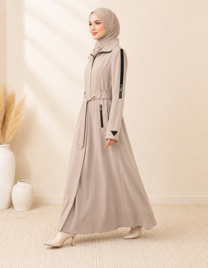 1254  مانطو جاكوار سحاب - Beige