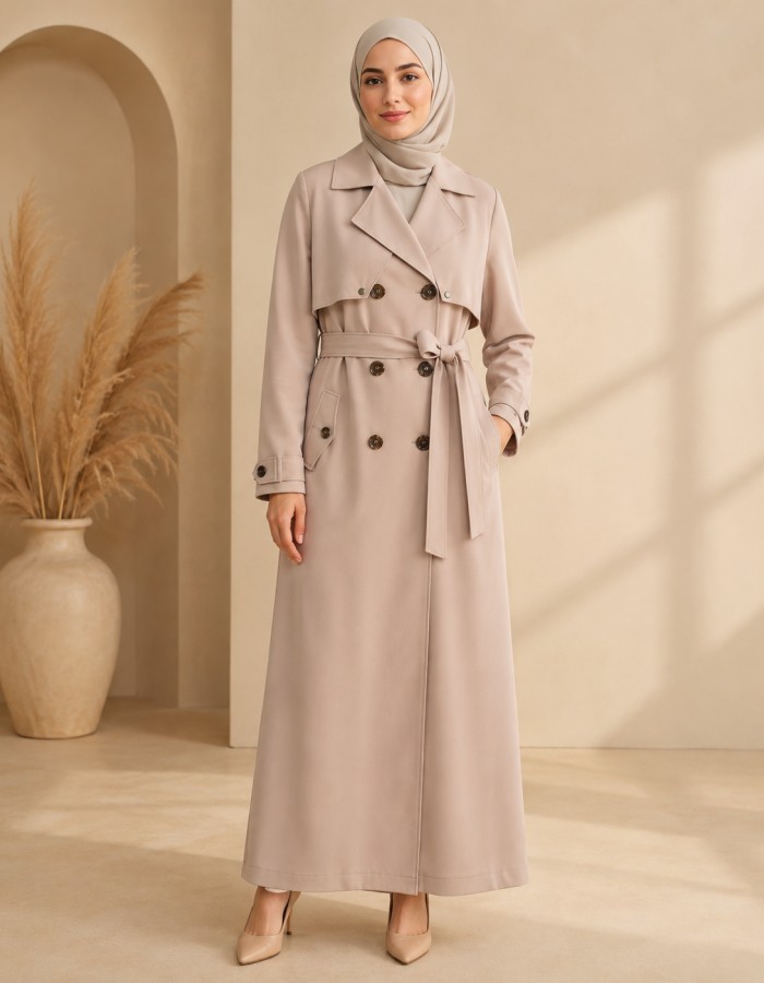 1255  مانطو كريستال ردة دبل - Beige