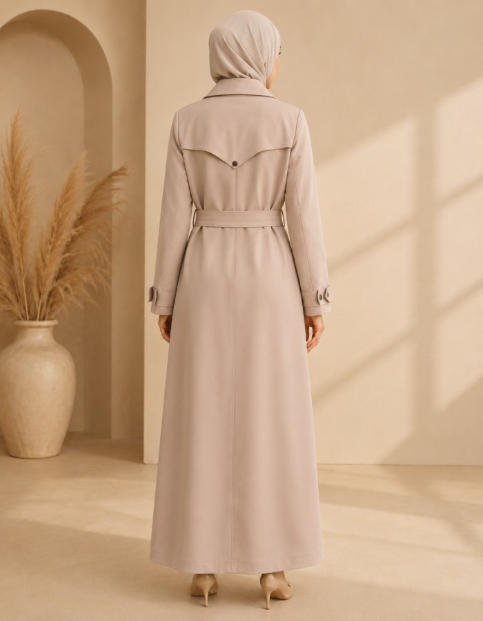 1255  مانطو كريستال ردة دبل - Beige
