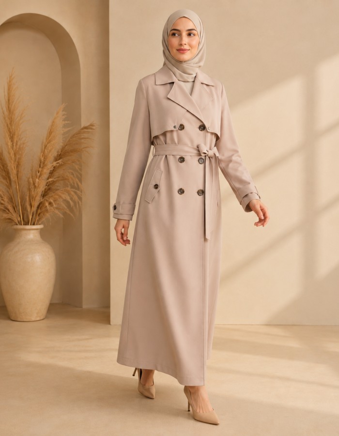 1255  مانطو كريستال ردة دبل - Beige