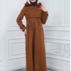 Modamix Hooded Zippered Stylish Womens Coat 1300 - tan